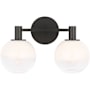 Visual Comfort Torian 2 Light 15" Wide Vanity Light with Milk / Clear Glass Shades Aged Iron