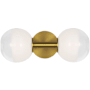 Visual Comfort Torian 2 Light 15" Wide Bathroom Sconce with Milk / Clear Glass Shades Burnished Brass