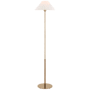Visual Comfort Hackney 53" Tall Cordless LED Torchiere Floor Lamp Hand-Rubbed Antique Brass / Linen