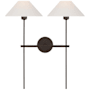 Visual Comfort Hackney 2 Light 25" Tall Wall Sconce Bronze / Linen