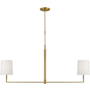 Visual Comfort Danica 2 Light 50" Wide Linear Chandelier with Linen Shades Burnished Brass
