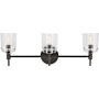 Visual Comfort Hartley 3 Light 24" Wide Vanity Light with Clear Glass Shades Aged Iron