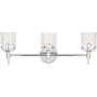 Visual Comfort Hartley 3 Light 24" Wide Vanity Light with Clear Glass Shades Polished Nickel