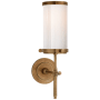 Visual Comfort Bryant 14" Bath Sconce with White Glass by Thomas O'Brien Hand Rubbed Antique Brass
