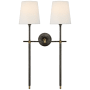 Visual Comfort Bryant 2 Light 26" Tall Wall Sconce Bronze / Hand-Rubbed Antique Brass