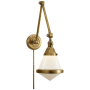 Visual Comfort Gale 21-1/2" High Hardwired or Plug-In Wall Sconce with White Glass Shade Hand Rubbed Antique Brass