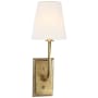 Visual Comfort Hulton 17" Sconce with Crystal Backplate and Natural Linen Shade by Thomas O'Brien Hand-Rubbed Antique Brass