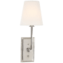 Visual Comfort Hulton 17" Sconce with Crystal Backplate and Natural Linen Shade by Thomas O'Brien Polished Nickel
