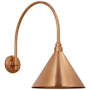 Visual Comfort Thomas O'Brien 22" Tall x 13" Wide Outdoor Wall Sconce with Soft Copper Conical Savannah Shade Soft Copper