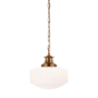 Visual Comfort Milton Road 14" Wide Pendant Hand-Rubbed Antique Brass / White Glass
