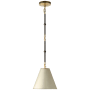 Visual Comfort Goodman 10" Pendant with Antique White Shade by Thomas O'Brien Bronze with Antique Brass