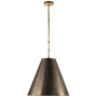 Visual Comfort Goodman 18" Medium Hanging Light with Bronze Shade by Thomas O'Brien Hand Rubbed Antique Brass