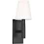 Visual Comfort Beckham Classic 14" Tall Bathroom Sconce with Milk Glass Shade Aged Iron