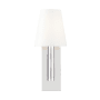 Visual Comfort Beckham Classic 14" Tall Bathroom Sconce with Milk Glass Shade Polished Nickel
