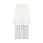 Visual Comfort Beckham Classic 11" Tall Bathroom Sconce with Milk Glass Shade Polished Nickel