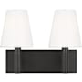 Visual Comfort Beckham Classic 2 Light 13" Wide Vanity Light with Milk Glass Shades Aged Iron