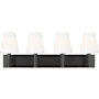 Visual Comfort Beckham Classic 4 Light 29" Wide Vanity Light with Milk Glass Shades Aged Iron