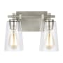 Visual Comfort Mercer 2 Light 13" Wide Vanity Light Satin Nickel