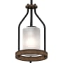 Volume Lighting Emery Single Light 7" Wide Wood Mini Pendant with Frosted Glass Cylinder Shade Walnut / Black