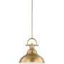 Volume Lighting Single Light 14" Wide LED Pendant with Bell Style Shade Restoration Brass