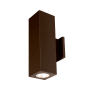WAC Lighting Cube Architectural 2 Light 18" Tall LED Outdoor Wall Sconce with 40° Flood Beam Spread and Light Directed One Side Each Bronze / 3500K / 85CRI