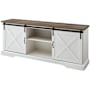 Walker Edison Farmhouse 70" Sliding Barn Door TV Cabinet Console Reclaimed Barnwood / Brushed White