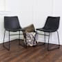 Walker Edison Karson Set of (2) 18" Wide Contemporary Bucket Seat Faux Leather Dining Chairs with Sled Base Black