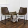 Walker Edison Karson Set of (2) 18" Wide Contemporary Bucket Seat Faux Leather Dining Chairs with Sled Base Brown