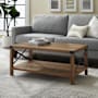 Walker Edison Paxton 40" Wide Rustic X Barn Side Coffee Table Rustic Oak / Black