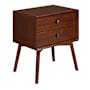 Walker Edison Austin 20" Wide Wood Mid-Century Modern Nightstand with 2 Drawers with Knob Pulls Walnut