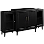 Walker Edison Contemporary 62"W 4-Door Breakfront Style Sideboard Buffet Credenza Black