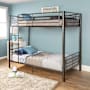 Walker Edison Twin over Twin Steel Bunk Bed with Side Ladder Black