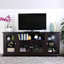 Walker Edison Highboy 70" Wide Traditional TV Stand Media Cabinet with Glass Doors Espresso