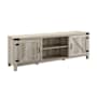 Walker Edison Rustic 70" Wide Farmhouse TV Stand Media Cabinet with Barn Doors and Metal Accents White Oak
