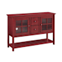Walker Edison 52" Wide Traditional Highboy TV Stand Media Cabinet with Framed Glass Doors Antique Red