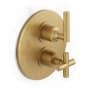 Watermark Loft 2.0 Two Function Thermostatic Valve Trim Only with Dual Cross / Lever Handles, Integrated Diverter, and Volume Control - Less Rough In Aged Brass (Living)
