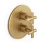 Watermark Loft 2.0 Three Function Thermostatic Valve Trim Only with Dual Cross Handles, Integrated Diverter, and Volume Control - Less Rough In Aged Brass (Living)