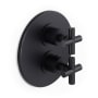 Watermark Loft 2.0 Three Function Thermostatic Valve Trim Only with Dual Cross Handles, Integrated Diverter, and Volume Control - Less Rough In Matte Black