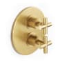 Watermark Loft 2.0 Three Function Thermostatic Valve Trim Only with Dual Cross Handles, Integrated Diverter, and Volume Control - Less Rough In Satin PVD Brass