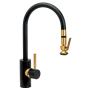Waterstone Transitional 1.75 GPM Single Hole Extended Reach Pull Down Kitchen Faucet with Lever Handle Matte Black / Classic Bronze