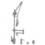 Waterstone Gantry 1.75 GPM Single Hole Pre-Rinse Pull Down Kitchen Faucet with Lever Handle with Soap Dispenser, Air Switch, and Air Gap Satin Nickel