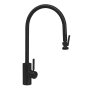 Waterstone Transitional 1.75 GPM Single Hole Extended Reach Pull Down Kitchen Faucet with Lever Handle Matte Black