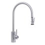 Waterstone Transitional 1.75 GPM Single Hole Extended Reach Pull Down Kitchen Faucet with Lever Handle Satin Chrome