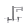 Waterstone Hunley 1.75 GPM Widespread Bridge Kitchen Faucet with Lever Handles - 12" Spout Polished Chrome