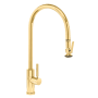 Waterstone Modern PLP 1.75 GPM Single Hole Extended Reach Pull Down Kitchen Faucet with Lever Handle Polished Brass
