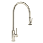 Waterstone Modern PLP 1.75 GPM Single Hole Extended Reach Pull Down Kitchen Faucet with Lever Handle Polished Nickel