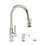 Waterstone Modern Prep Size PLP 1.75 GPM Single Hole Pull Down Kitchen Faucet with Lever Handle and Angled Spout - Includes Soap Dispenser and Air Switch Polished Nickel