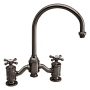 Waterstone Hampton 1.75 GPM Widespread Bridge Kitchen Faucet with Cross Handles - Includes Soap Dispenser and Side Spray Matte Black