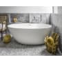 WETSTYLE Be Collection 66" Free Standing WETMAR BiO Composite Soaking Tub with Left Orientation, Center Drain Assembly, and Overflow Less Trim Apollo White Matte / Brushed Nickel Trim