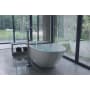 WETSTYLE Be Collection 66" Free Standing WETMAR BiO Composite Soaking Tub with Left Orientation, Center Drain Assembly, and Overflow Apollo White Matte / Matte Black Trim